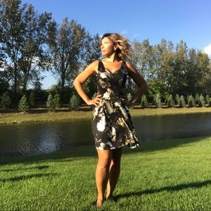 Black, gold and silver cocktail dress